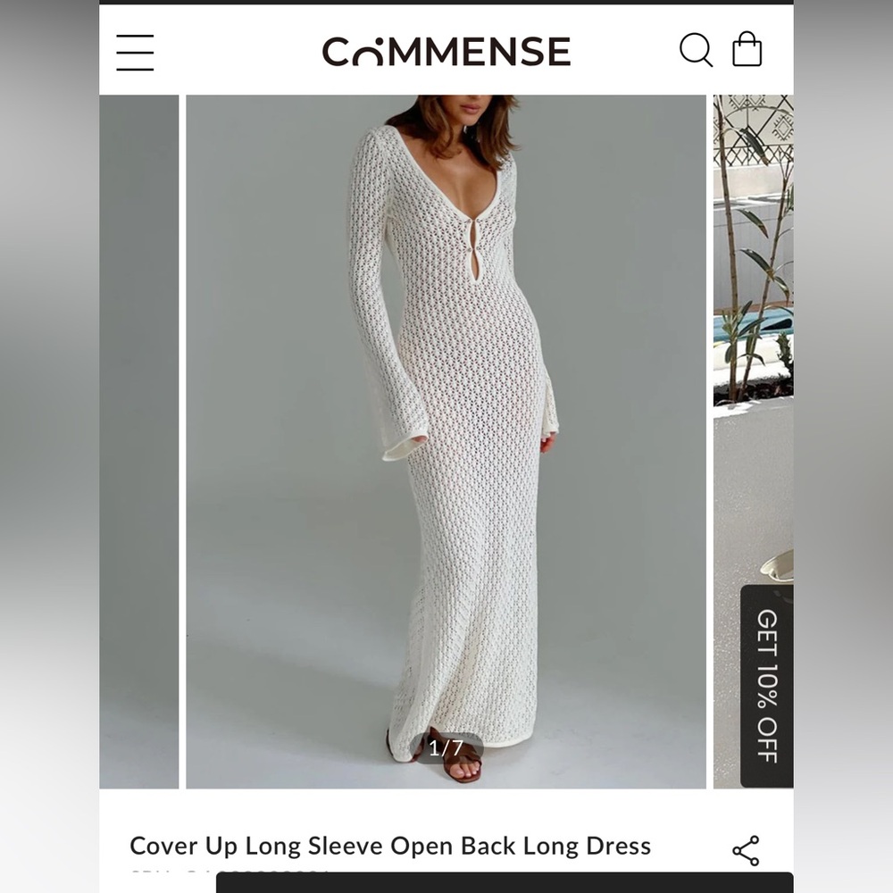 Commense Cream Knit Long Sleeve Dress